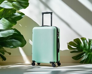 Mint Green Suitcase in Sunlight