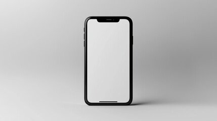 Minimalist smartphone mockup with blank screen on gray stone background