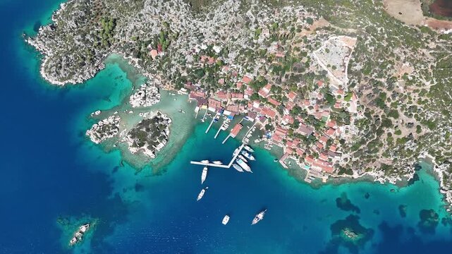 Aerial View of Kalekoy Village in Antalya, Turkey