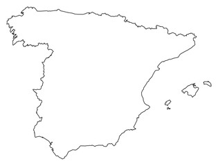 Black Outline Spain Map Europe Country