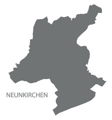 Fototapeta premium Neunkirchen city map with boroughs grey illustration silhouette shape