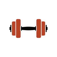 Red and black dumbbell icon on white background weight exercise