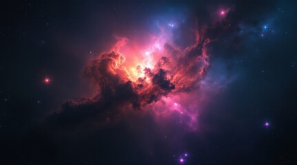 Vibrant nebula with starbursts in deep space