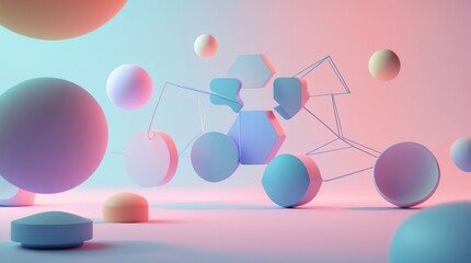 Geometric Shapes in Pastel Colors Background for Abstract Art Design