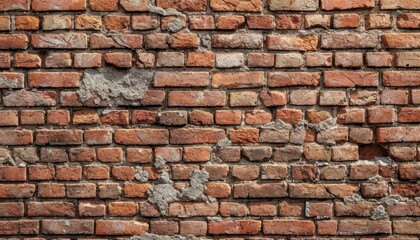 Obraz premium Aged Brick Wall with Cracks — Rustic Vintage Texture