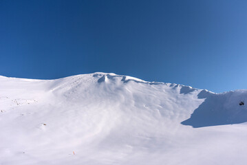 Winter landscape of the Caucasus Mountains in Gudauri, Georgia.