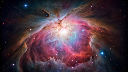 Vibrant nebula in deep space with starry background