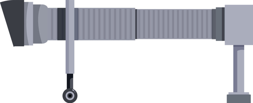 Fototapeta Passengers using an extendable jet bridge to board or disembark an airplane at the airport