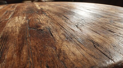An old rustic table weathered by time waiting to share stories and gather memories with a wood grain texture under warm