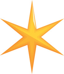 Radiant six pointed golden star is displayed prominently against a pure white backdrop
