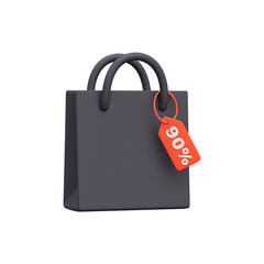 3D Black Shopping Bag with 90% Off Black Friday