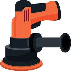 Orange and black orbital sander isolated on white background, ideal for sanding and polishing wood