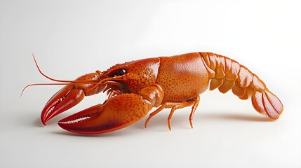 Cooked lobster on a white background, ready to eat
