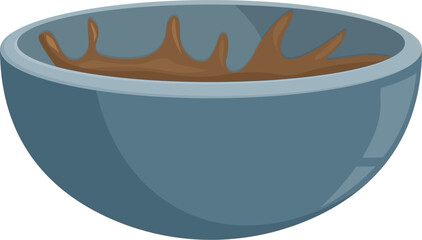 Melted chocolate filling a blue bowl, perfect for baking or dessert recipes
