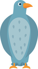 Light blue cartoon pigeon standing still with orange beak and feet