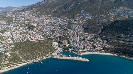 Fototapeta premium Stunning Aerial View of Kalkan Harbor and White Sand Beaches