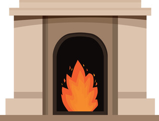 Cozy fire burning inside a stone fireplace, providing warmth and comfort