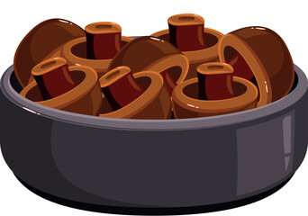 Grey bowl is brimming with numerous chestnut mushrooms, prepared and ready for culinary use