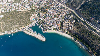 Obraz premium Stunning Aerial View of Kalkan Harbor and White Sand Beaches