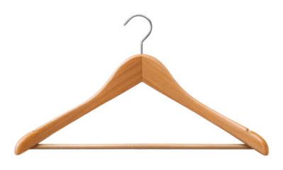 Organizing clothes using wooden hanger home isolated on transparent background