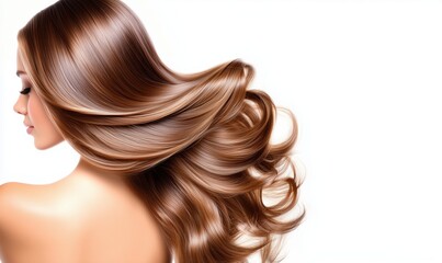 Naklejka premium Glamorous Woman with Long Glossy Hair – Fashion Beauty Shot