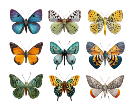 Captivating butterfly collection nature digital isolated on transparent background
