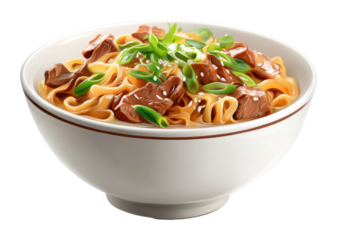 Delicious beef noodle soup restaurant food cozy atmosphere isolated on transparent background