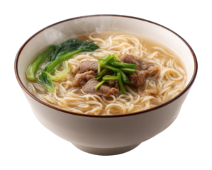 Delicious beef noodle soup restaurant kitchen food warm isolated on transparent background