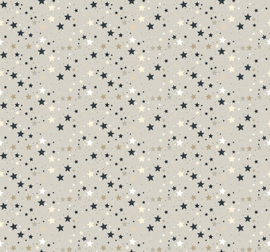 Seamless Pattern of Srars in Grey