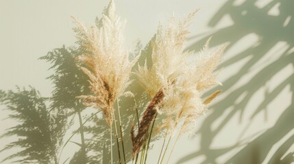 Fototapeta premium Pampas Grass with Soft Shadows in Natural Light for Decorative and Floral Arrangements