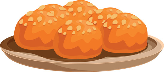 Sesame buns are arranged on a wooden plate, showcasing their golden crust and inviting aroma