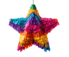 Star pinata celebration colorful decorations for a fun party isolated on transparent background