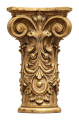 Naklejka premium Intricate gold decorative column architectural design isolated on transparent background