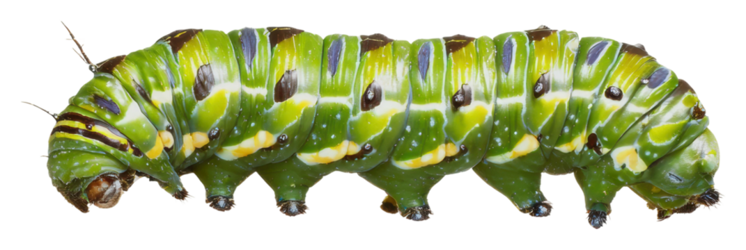 Caterpillar transformation natural habitat nature metamorphosis isolated on transparent background