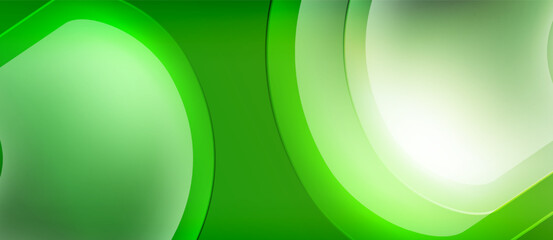 Abstract green background. Smooth shapes overlap, creating luminous effect. Modern design, vibrant colors, simple composition.