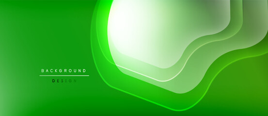 Abstract green background. Layered shapes create flowing, modern design. Smooth gradients offer visual depth, simple elegance.