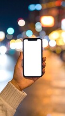 Hand holding a phone at night