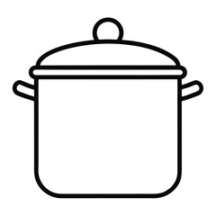 Cooking Pot Line Icon – Kitchen Equipment and Food Preparation Vector