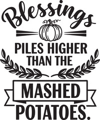 Thanksgiving Blessing Typography with Pumpkin and Laurel Wreath Vector