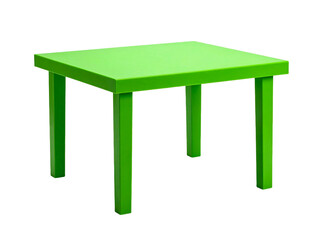 Bright green modern rectangular table standing alone on white background, ideal for contemporary interior design, children’s rooms, offices, or creative spaces.