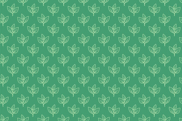Elegant seamless pattern of stylized leaves on a green background.  Perfect for textile design, wallpaper, packaging, or website backgrounds.  Evokes freshness, nature, and growth.