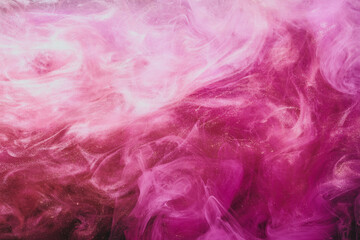 Fototapeta premium Abstract colorful smoke, dark background. Moving flow of pink paints, fluid art