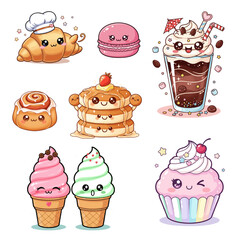 Kawaii Desserts illustrations