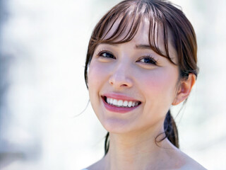 若い女性の笑顔のポートレート Generative AI