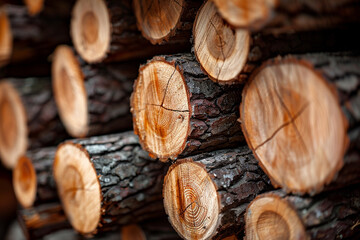 A beautiful stack of freshly cut logs, ready to be used for warmth and building projects, showcasing the natural beauty and versatility of wood