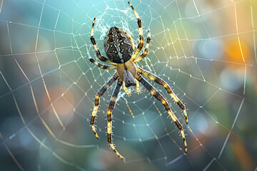 A beautiful spider gracefully navigating its intricate web in its natural habitat, showcasing the wonders of nature and the delicate balance of the ecosystem  