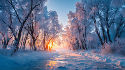 Naklejka premium Winter Frost Morning Background