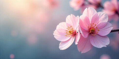 Obraz premium Dreamy pastel blossoms, blurred petals, soft focus , bloom, pastel