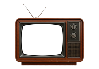 Nostalgic Wood Cabinet Television on a Clear Background Isolated on Transparent PNG Background.