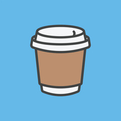 takeaway coffee cup vector, paper coffee cup with lid illustration, to go cafe drink design